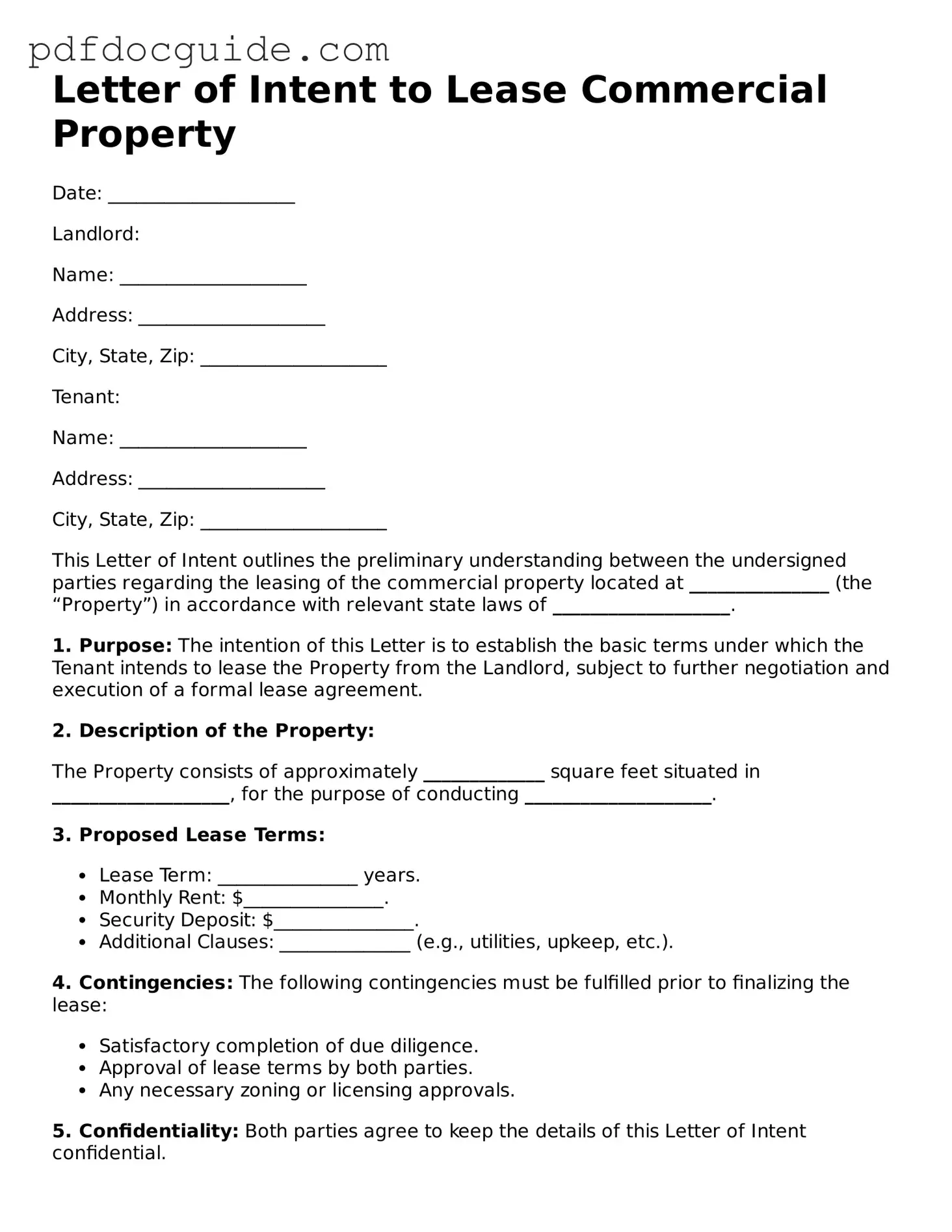 Attorney-Verified Letter of Intent to Lease Commercial Property Template