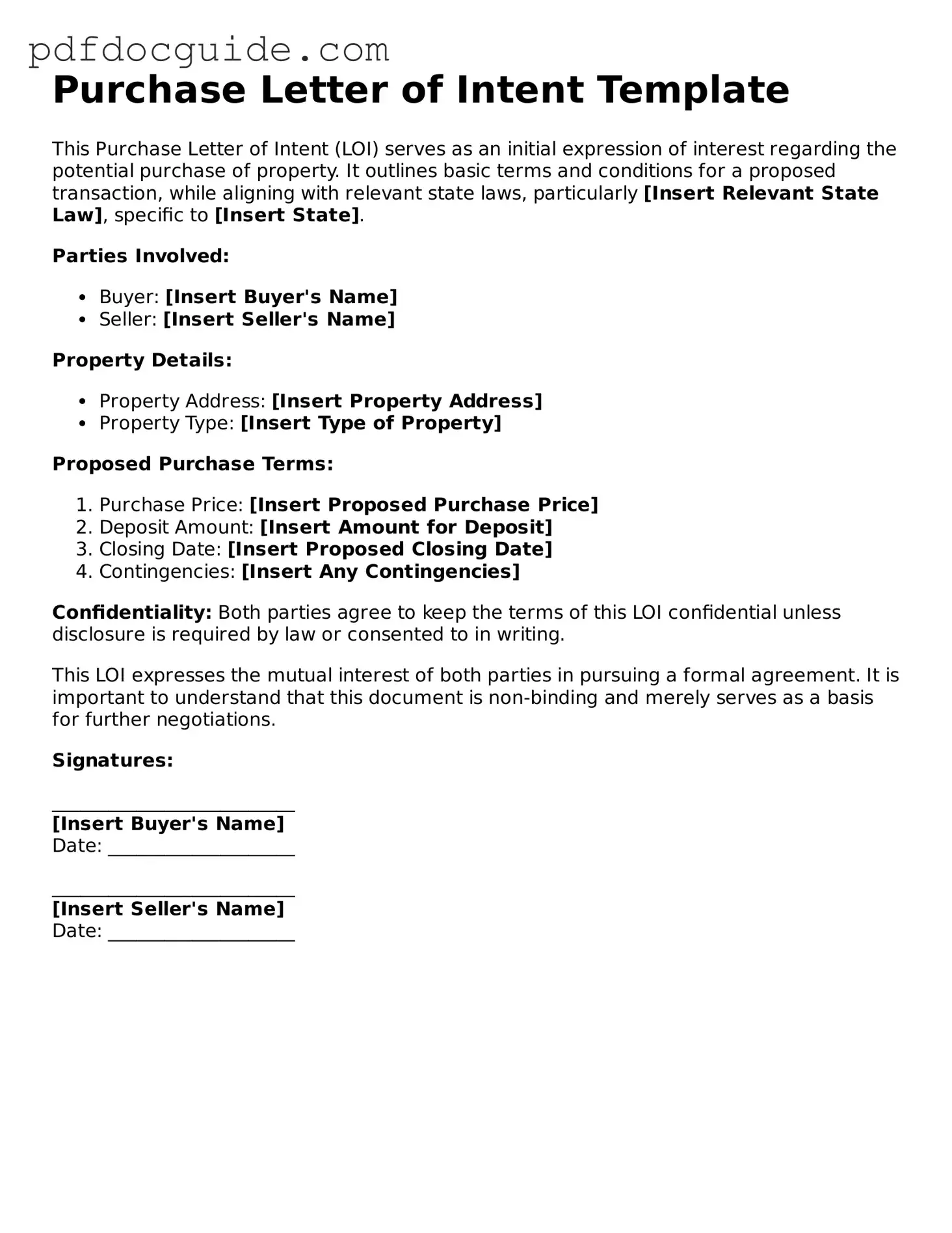 Attorney-Verified Purchase Letter of Intent Template