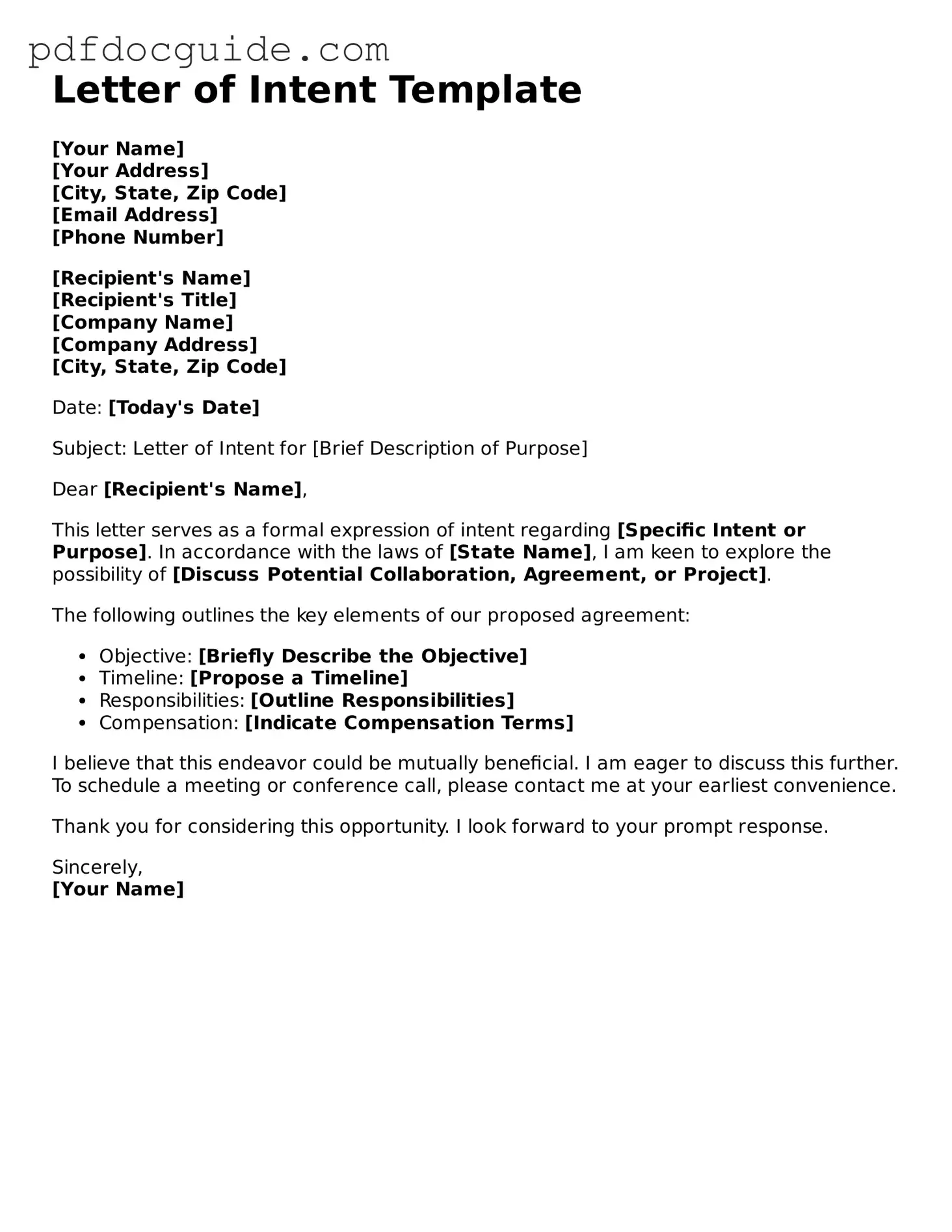 Attorney-Verified Letter of Intent Template