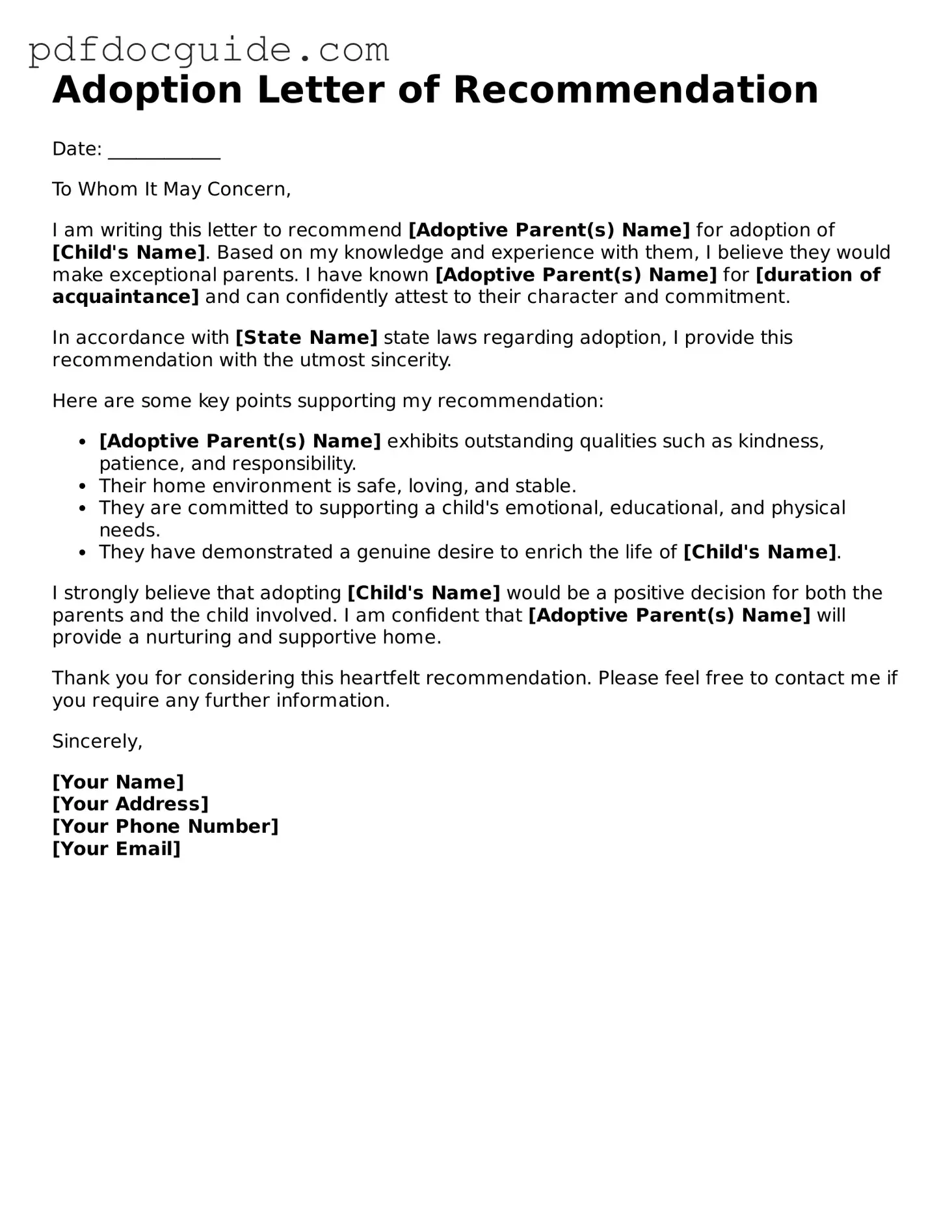 Attorney-Verified Adoption Letter of Recommendation Template