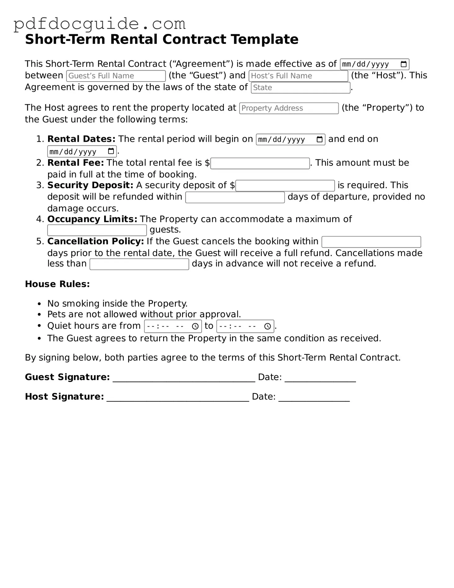 Attorney-Verified Short-Term Rental Contract Template