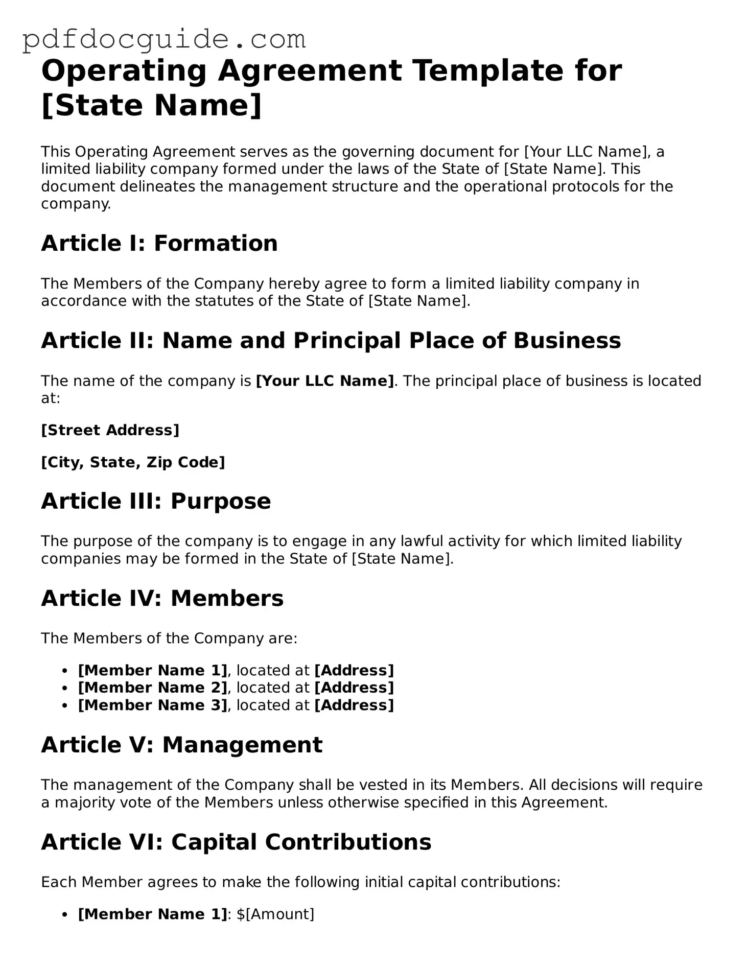 Attorney-Verified Operating Agreement Template