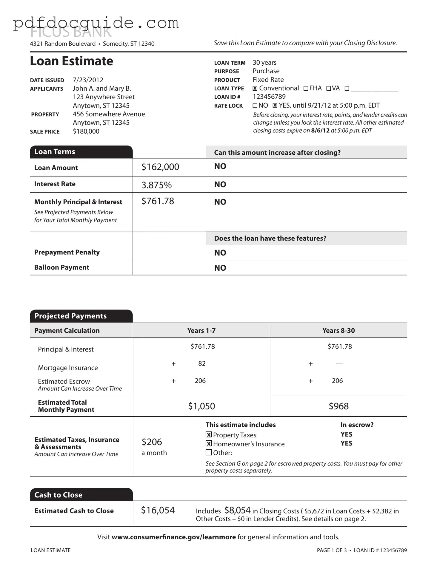 Loan Estimate Form