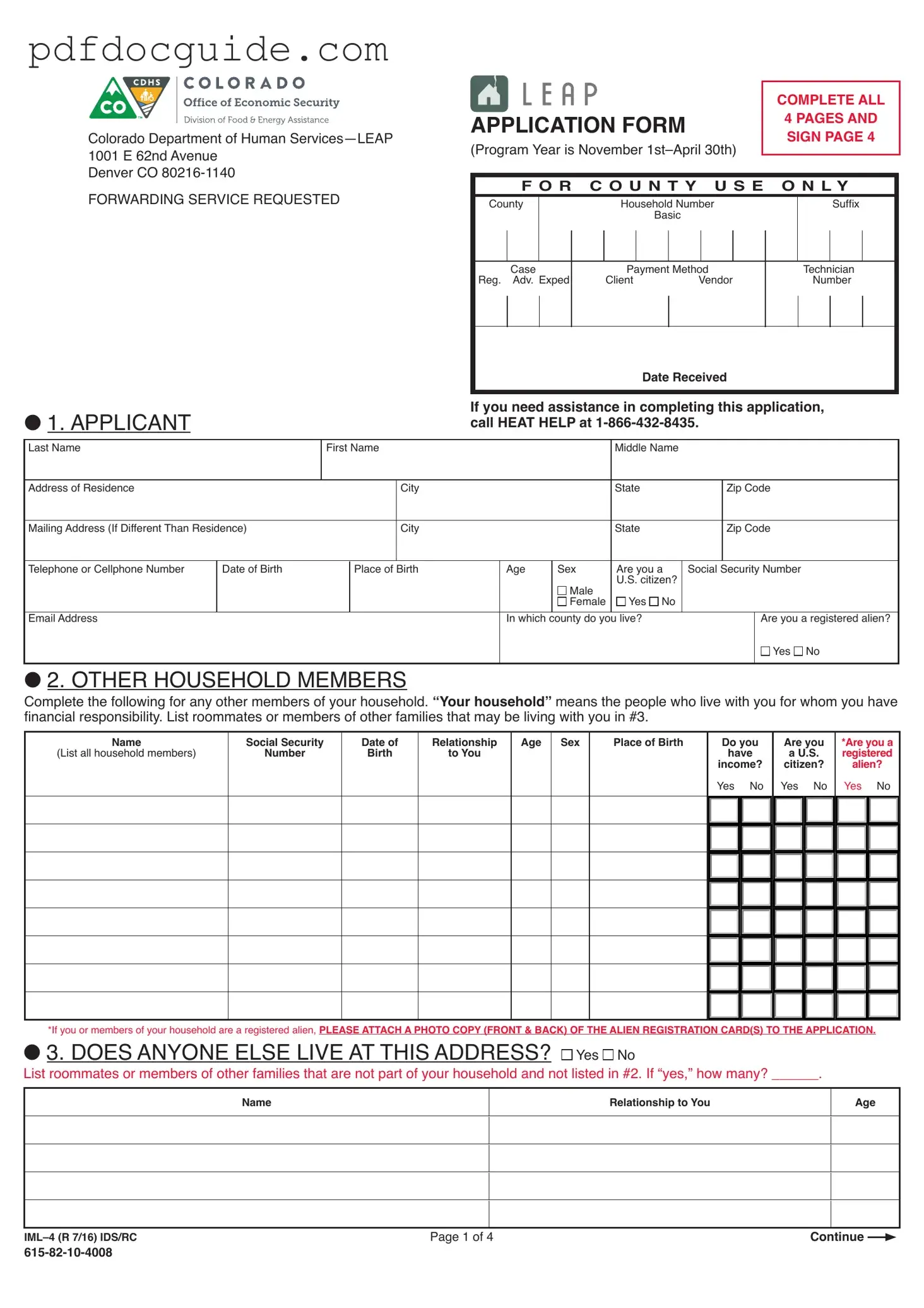 Leap application IML-4 Form