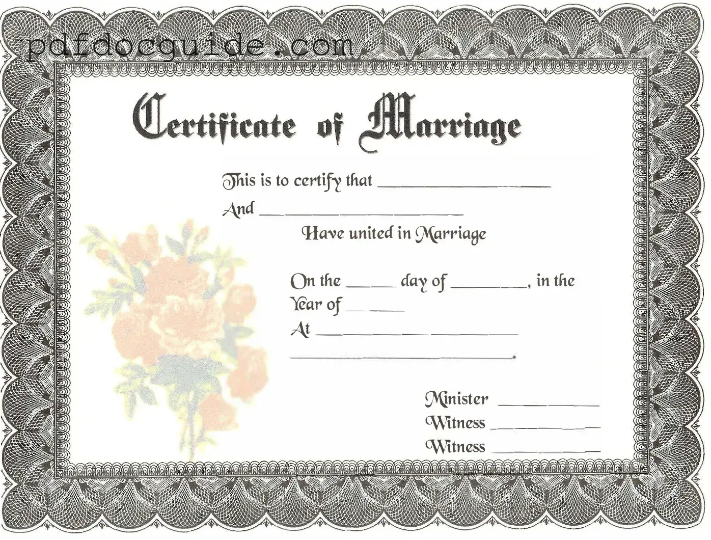 Marriage Certificate Form
