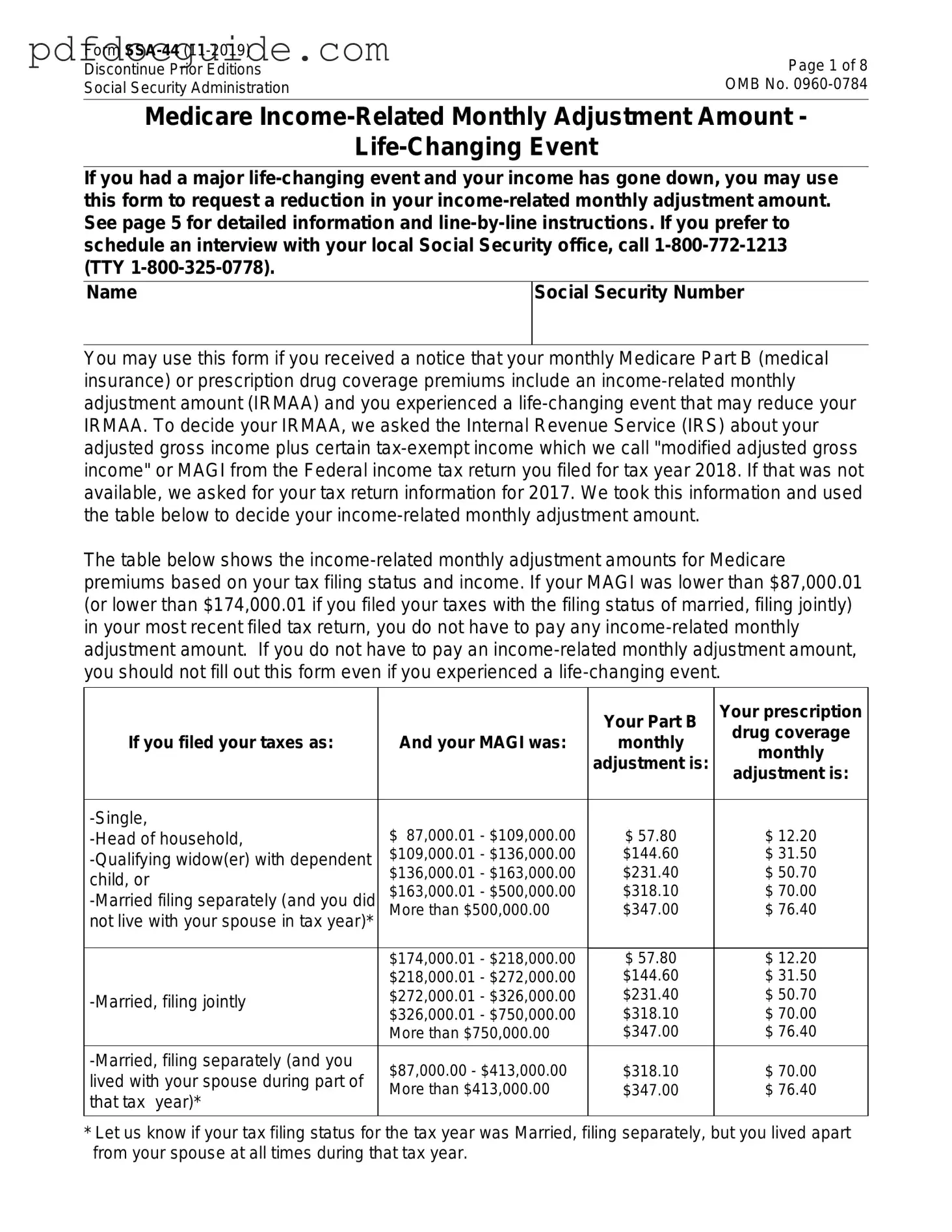 SSA SSA-44 Form