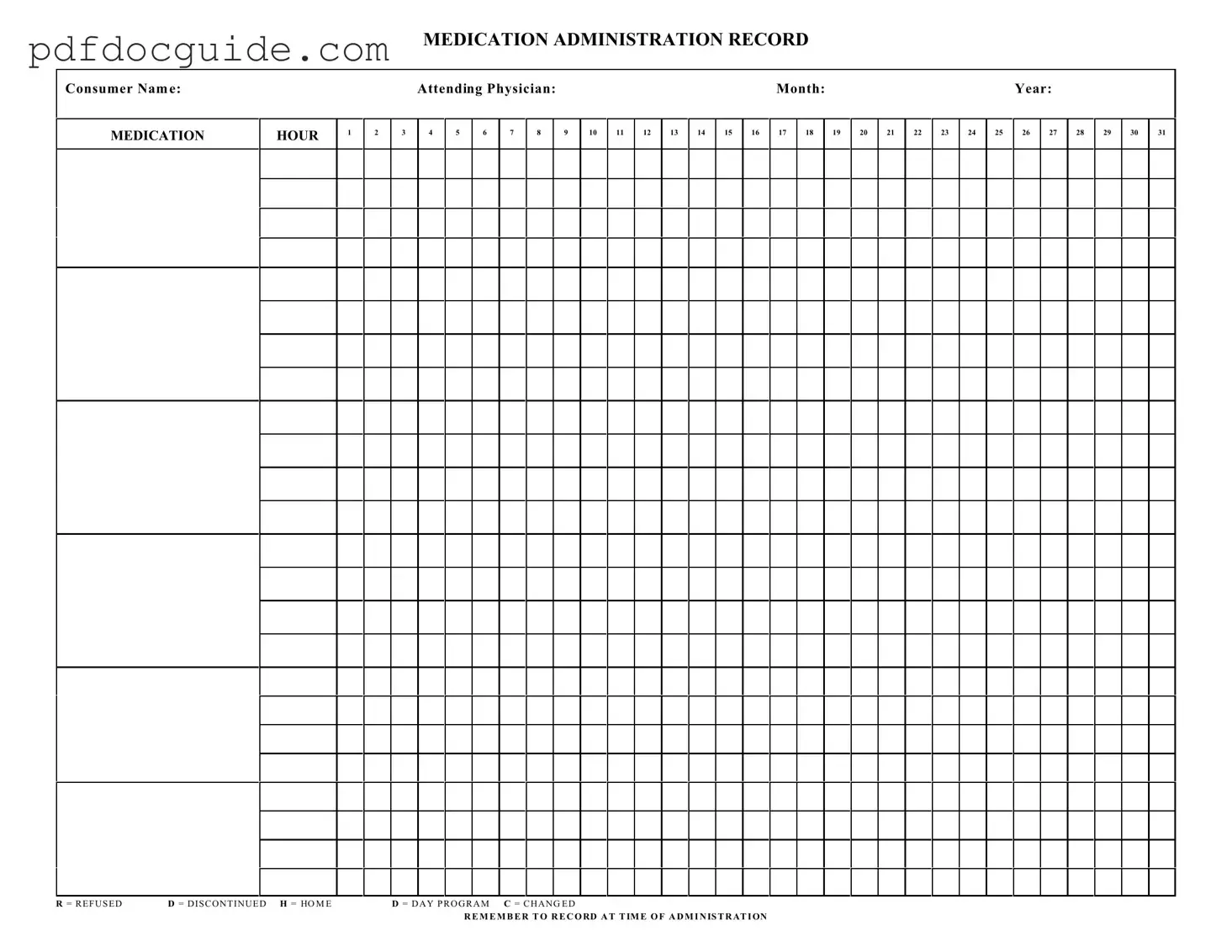 Medication Administration Record Sheet Form