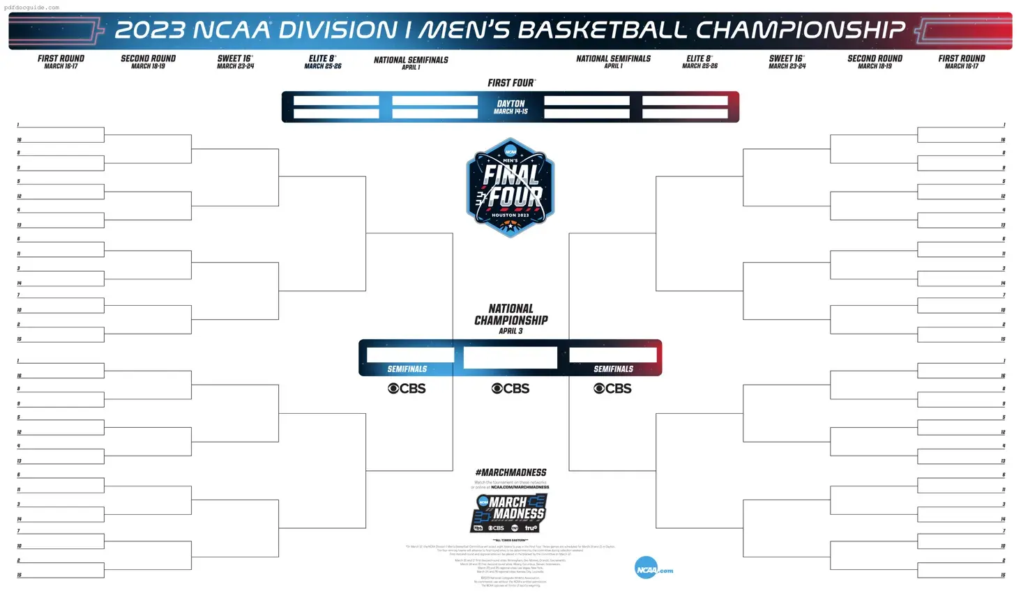 NCAA bracket Form