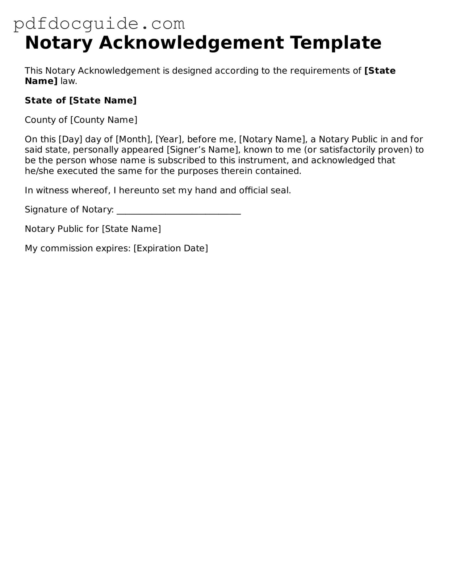 Attorney-Verified Notary Acknowledgement Template