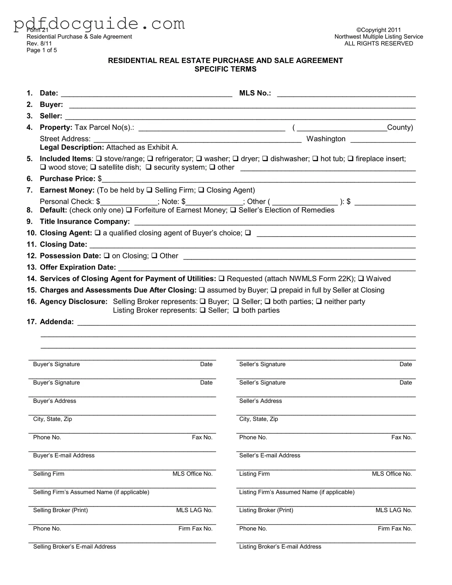 Nwmls 21 Form