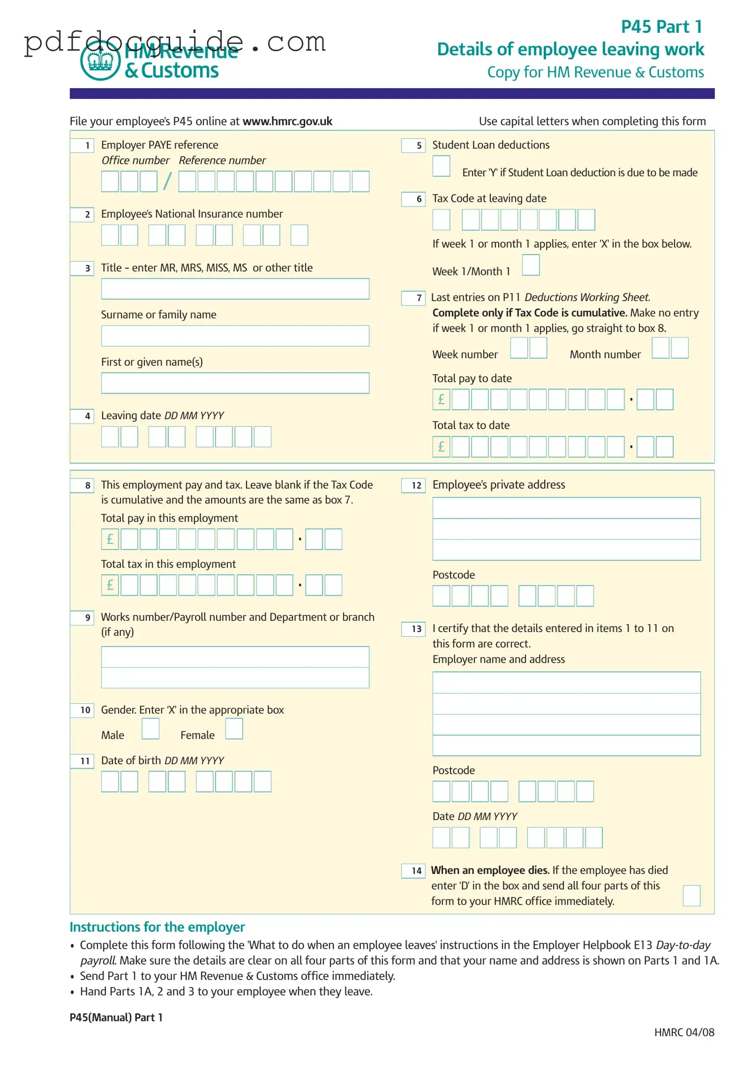P 45 It Form