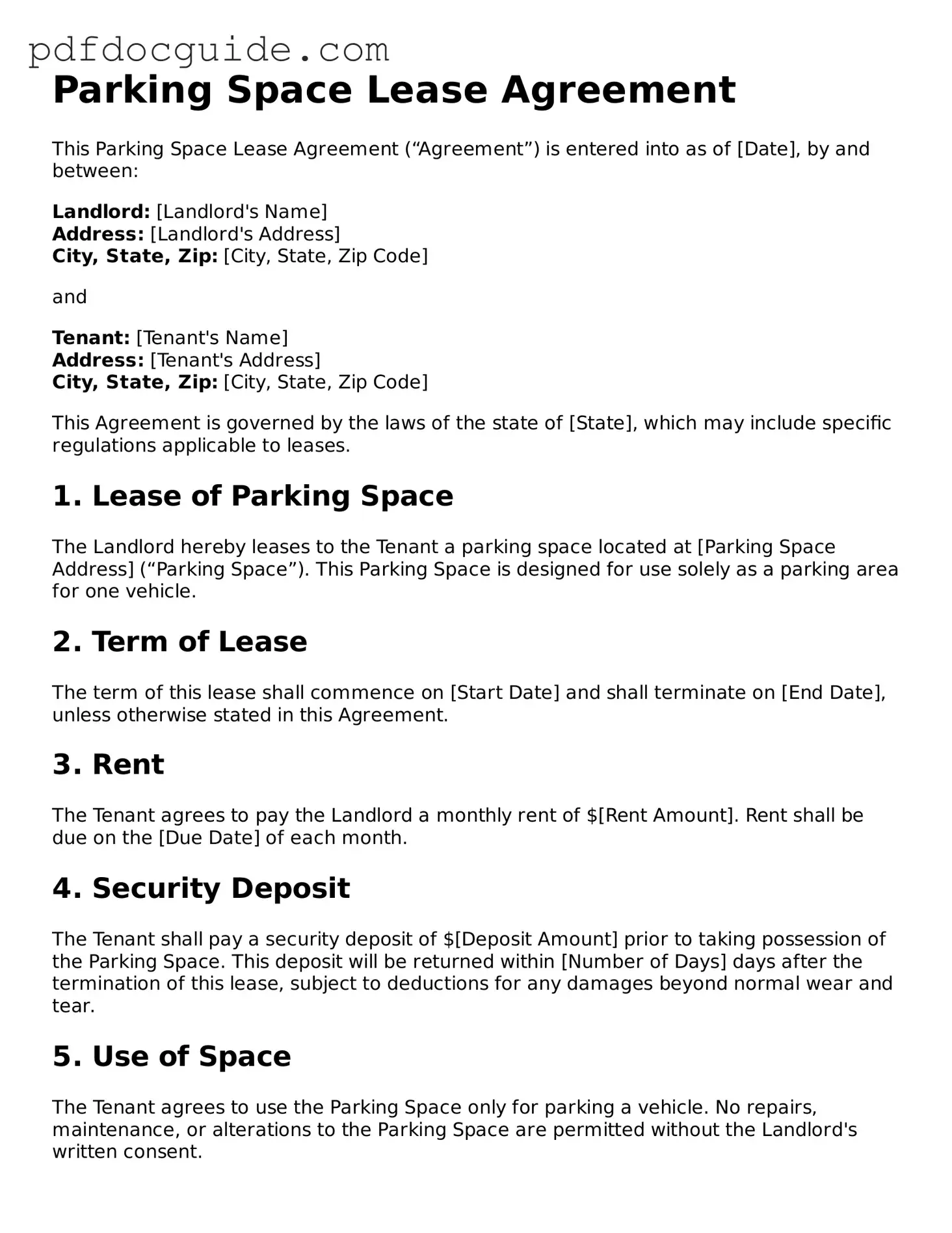 Attorney-Verified Parking Space Lease Agreement Template