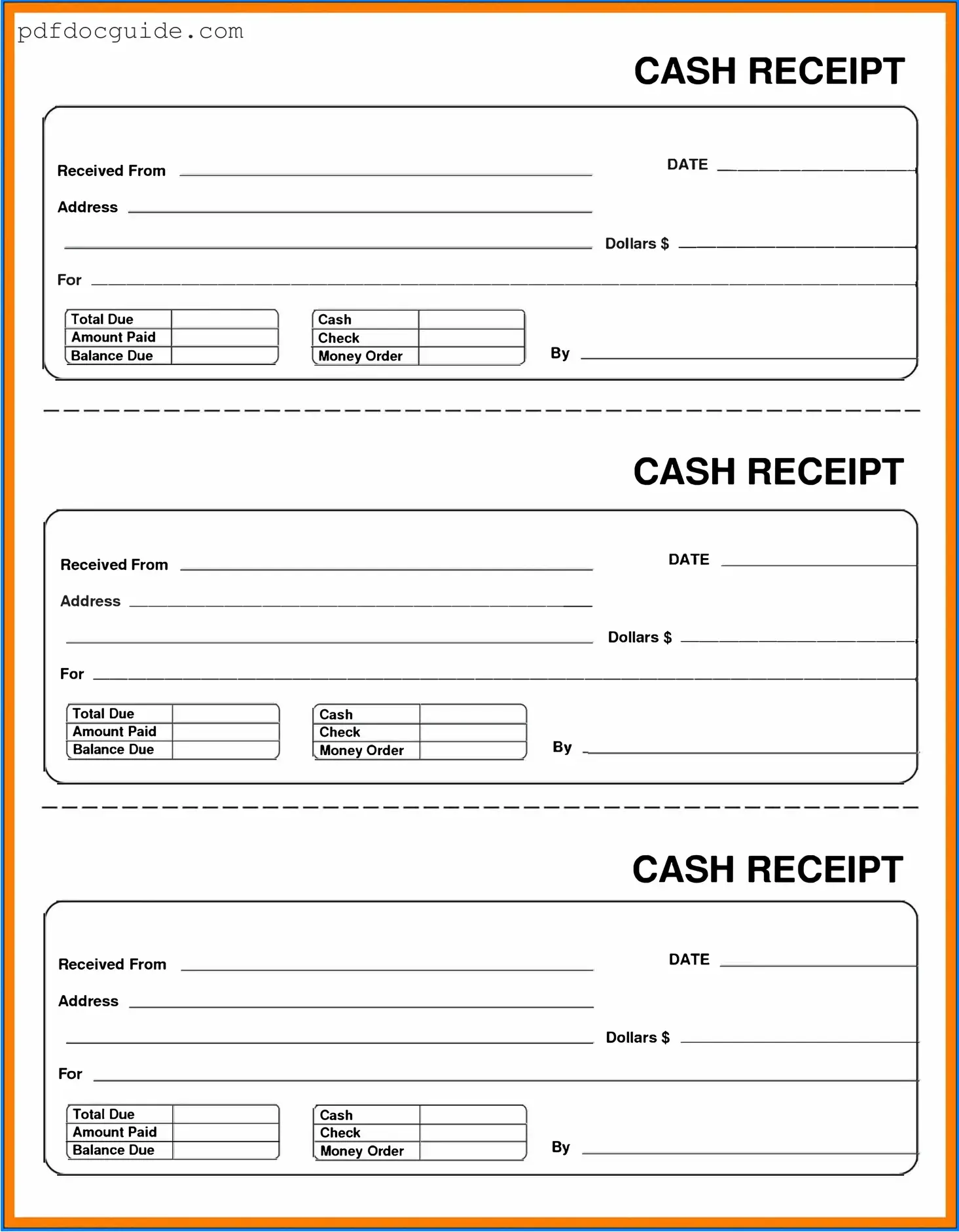 Cash Receipt Form