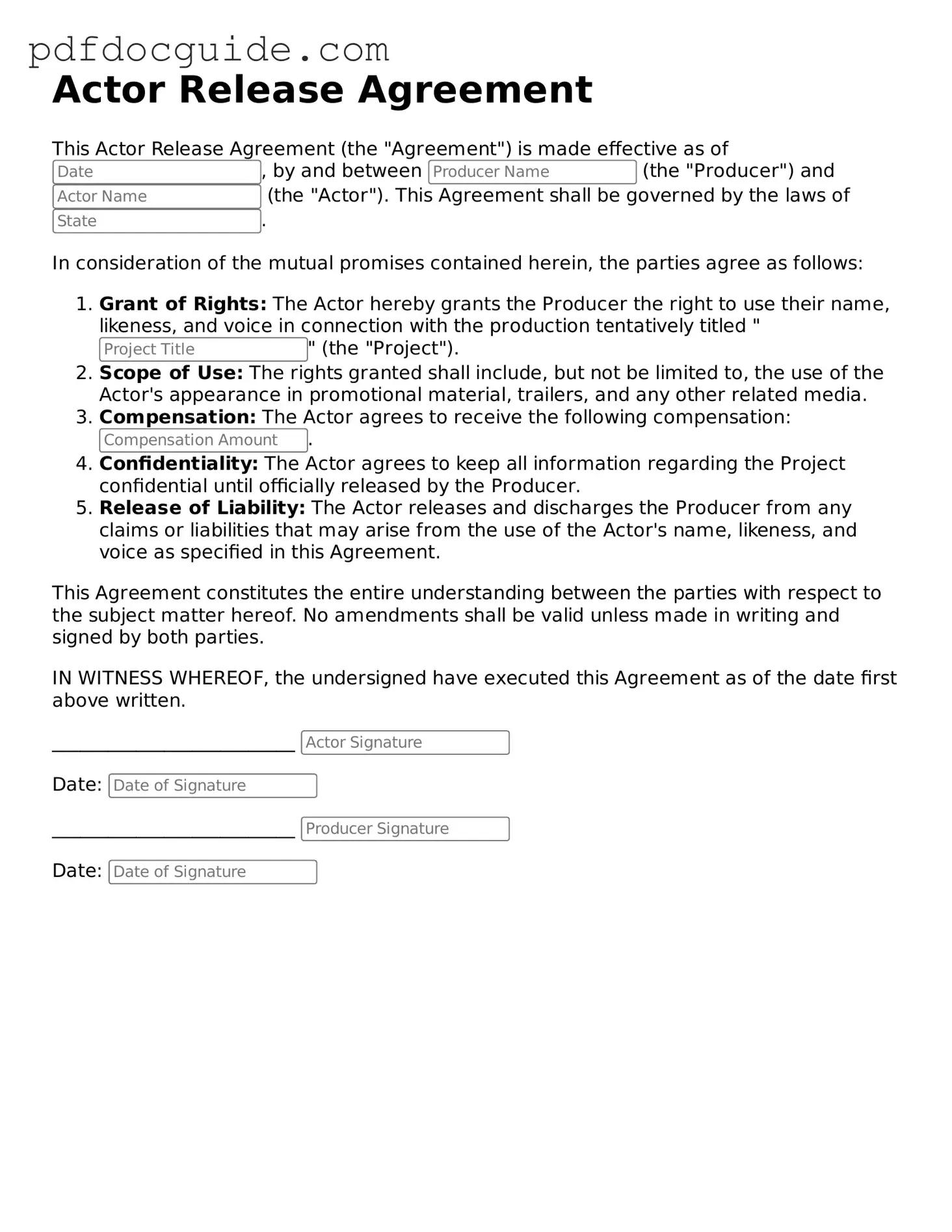 Attorney-Verified Actor Release Template