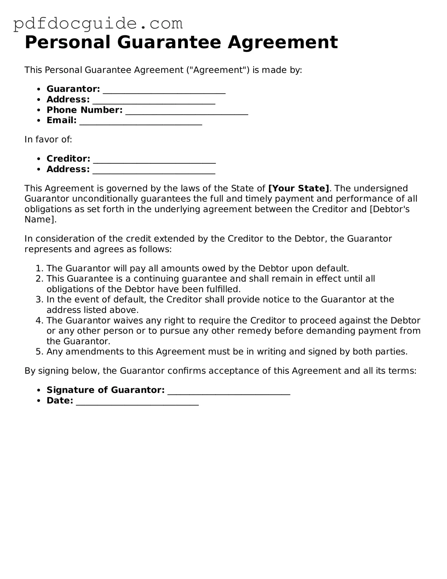 Attorney-Verified Personal Guarantee Template
