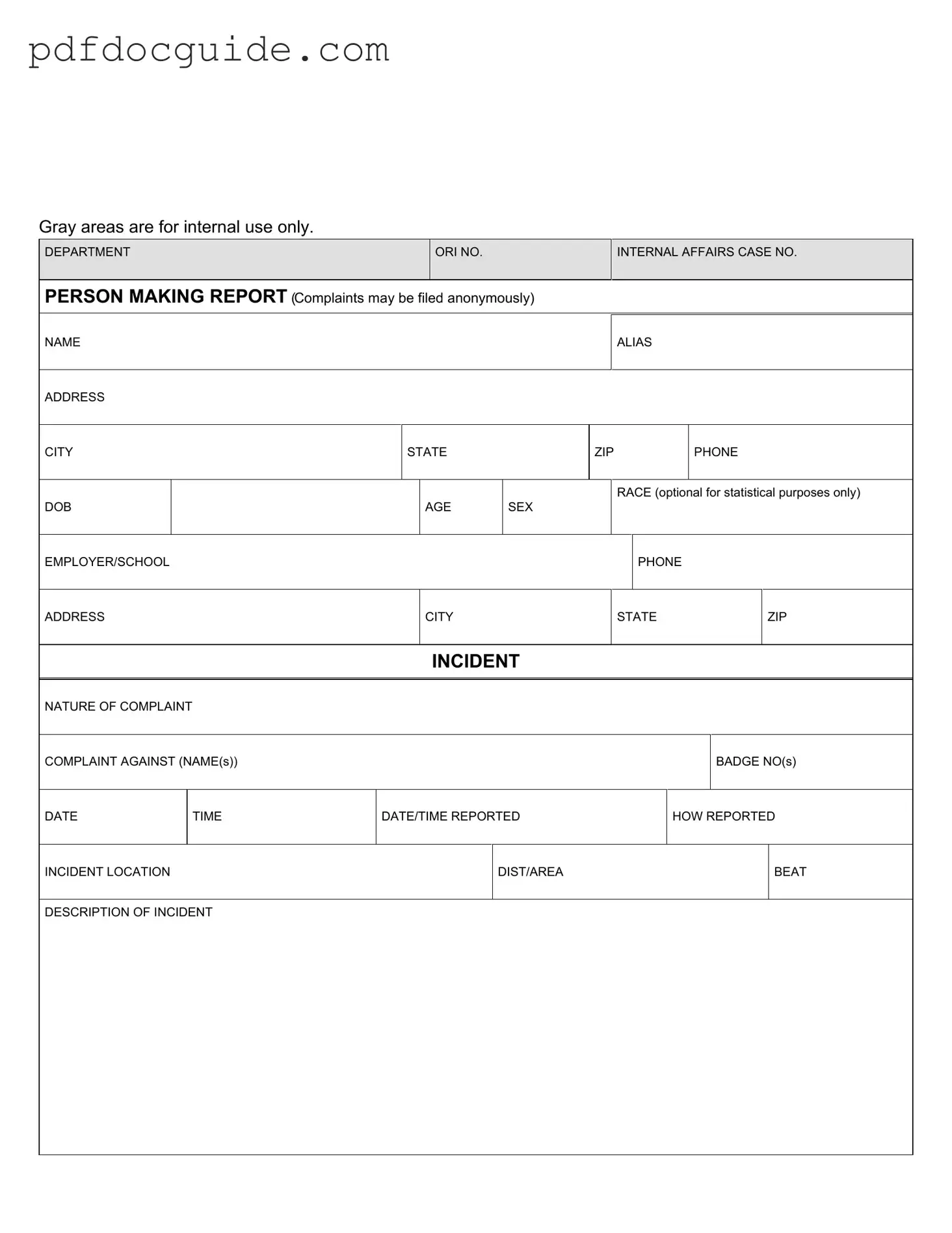 Police Report Form
