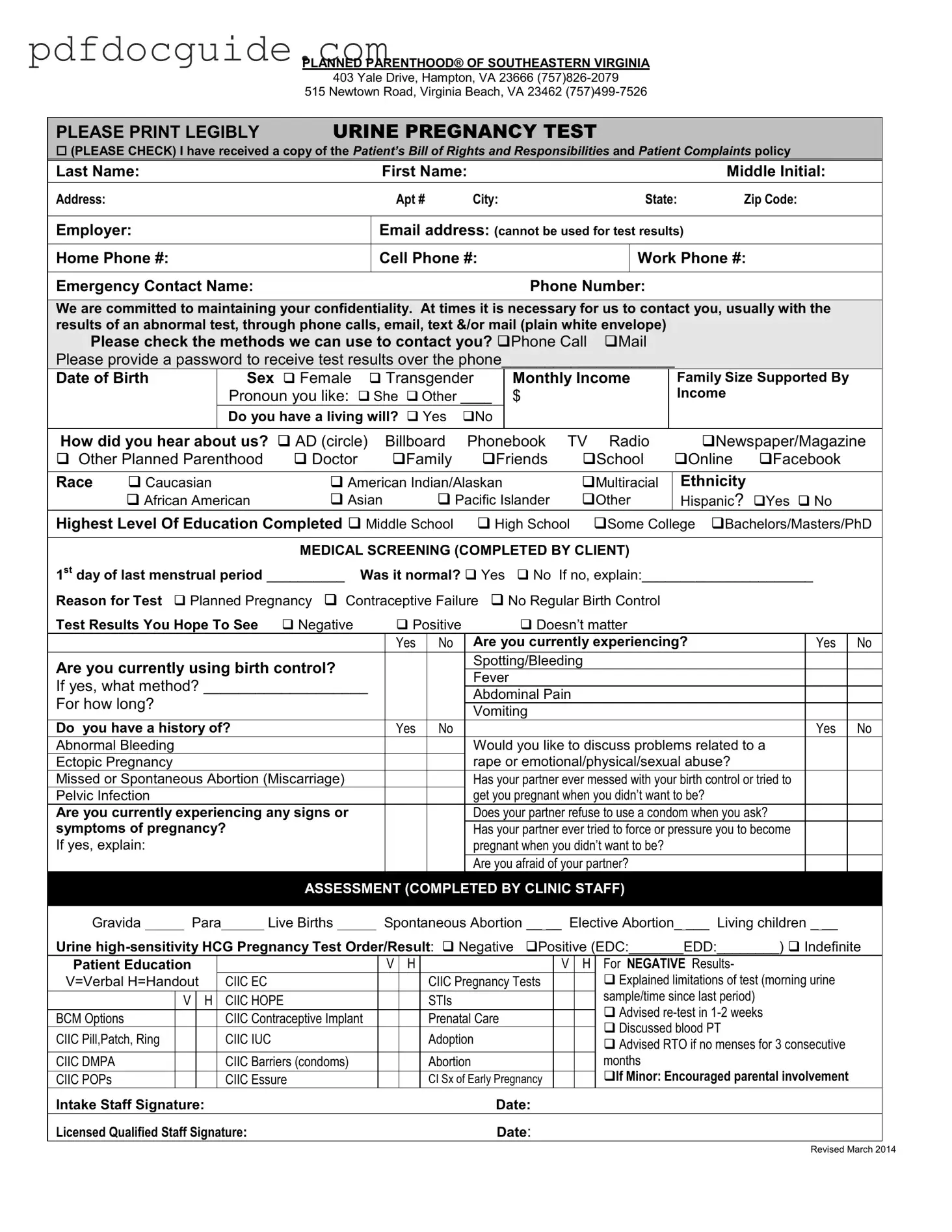 Planned Parenthood Proof Form