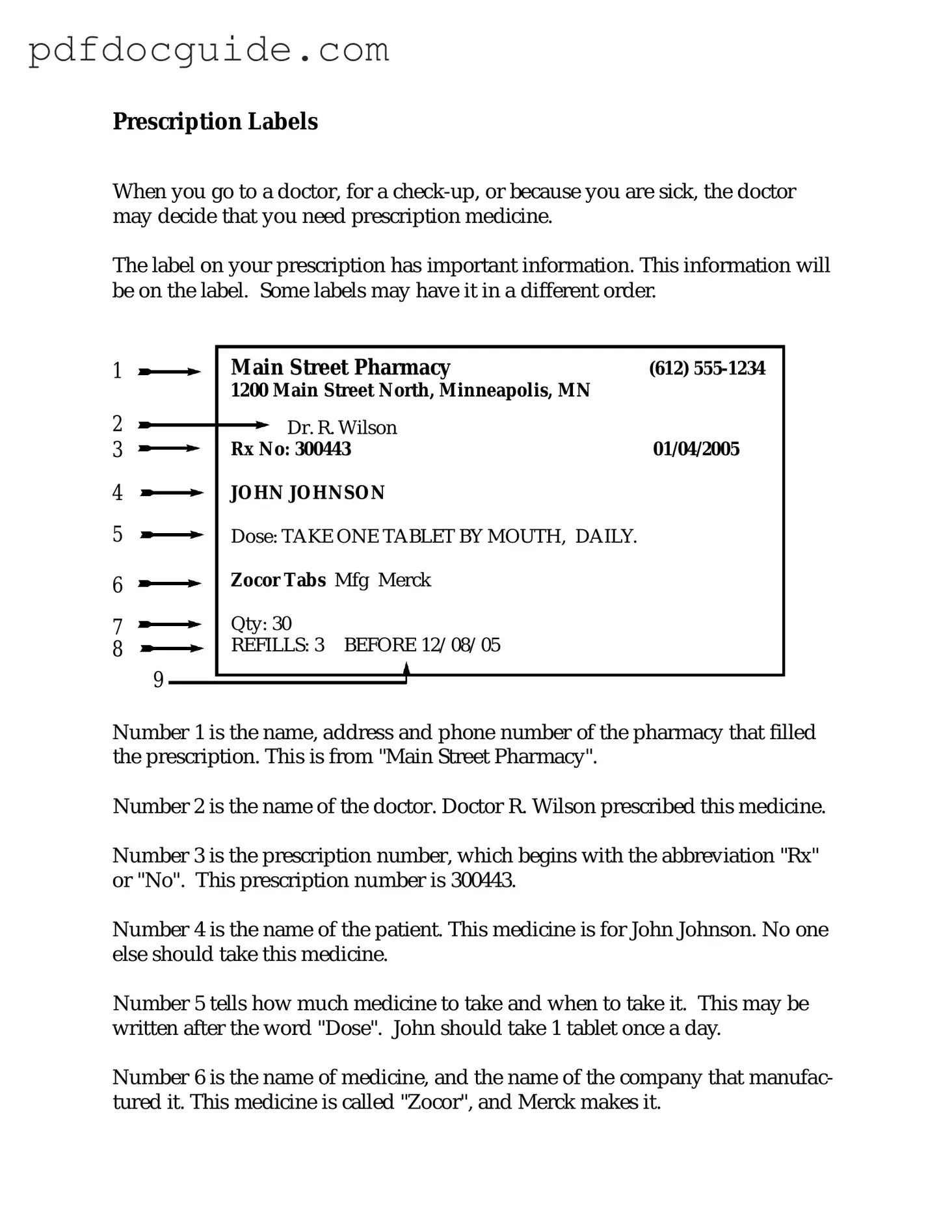Prescription Label Form