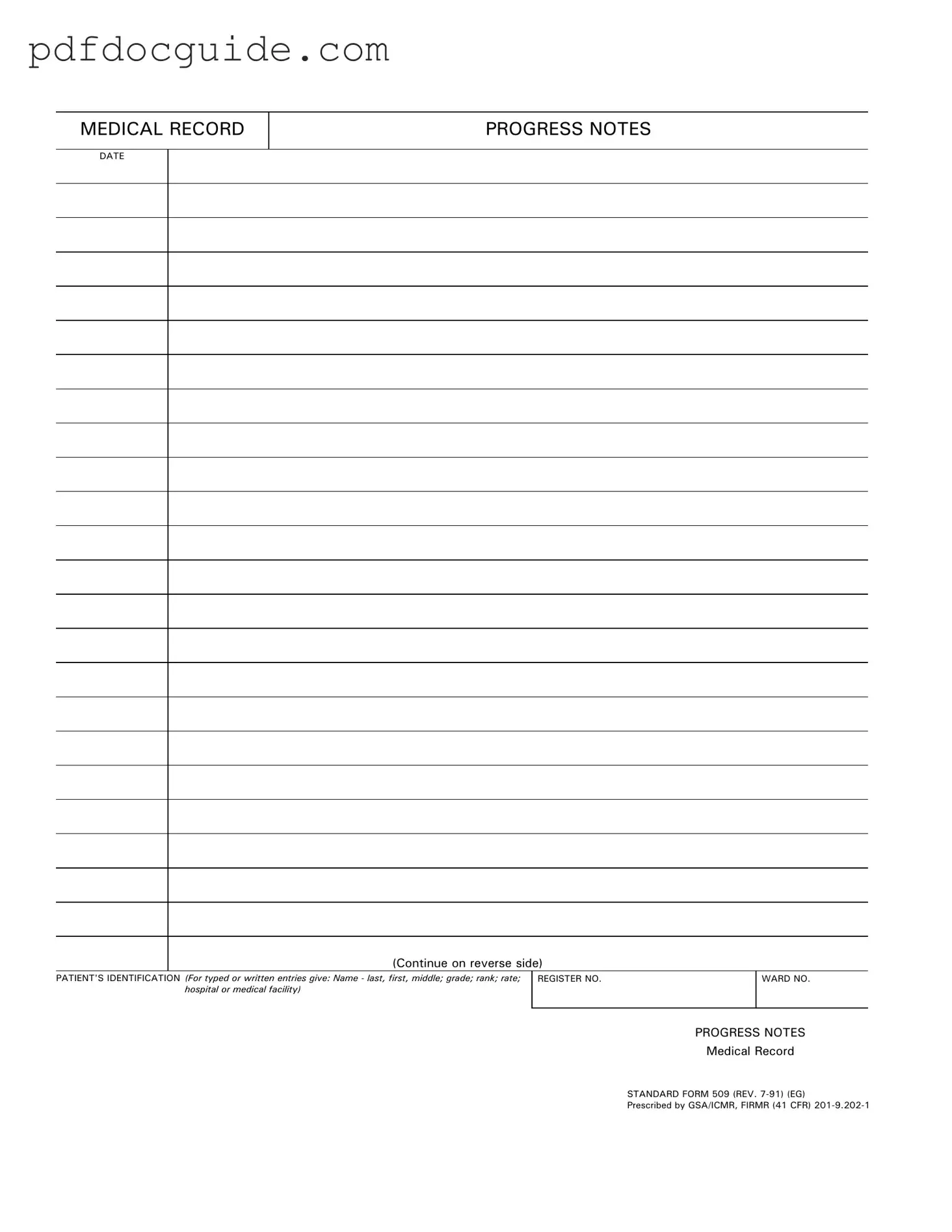 Progress Notes Form
