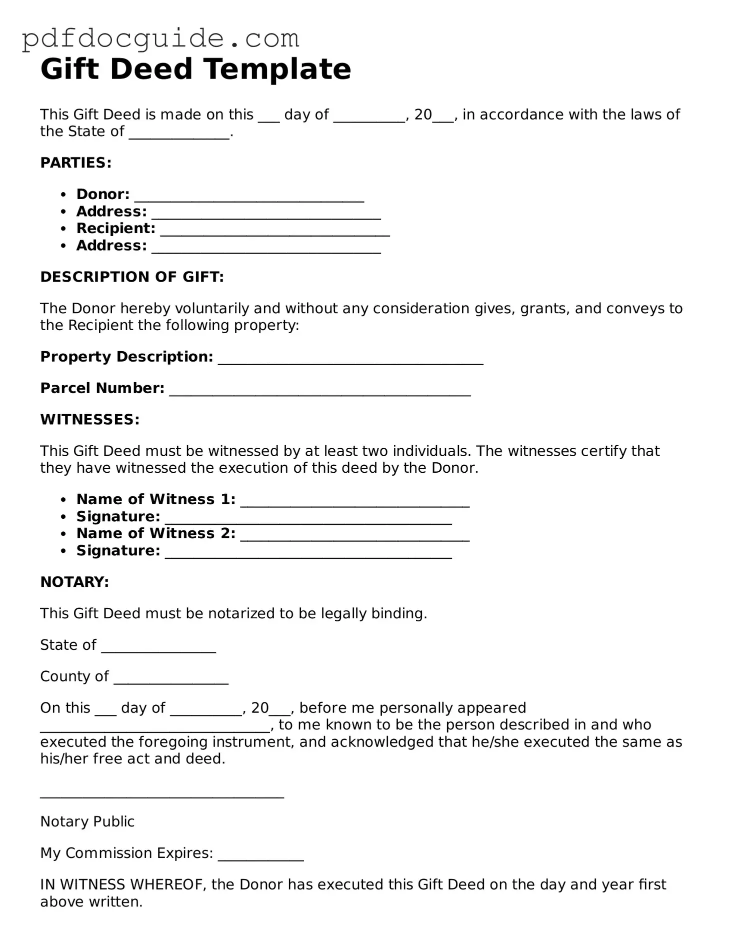 Attorney-Verified Gift Deed Template