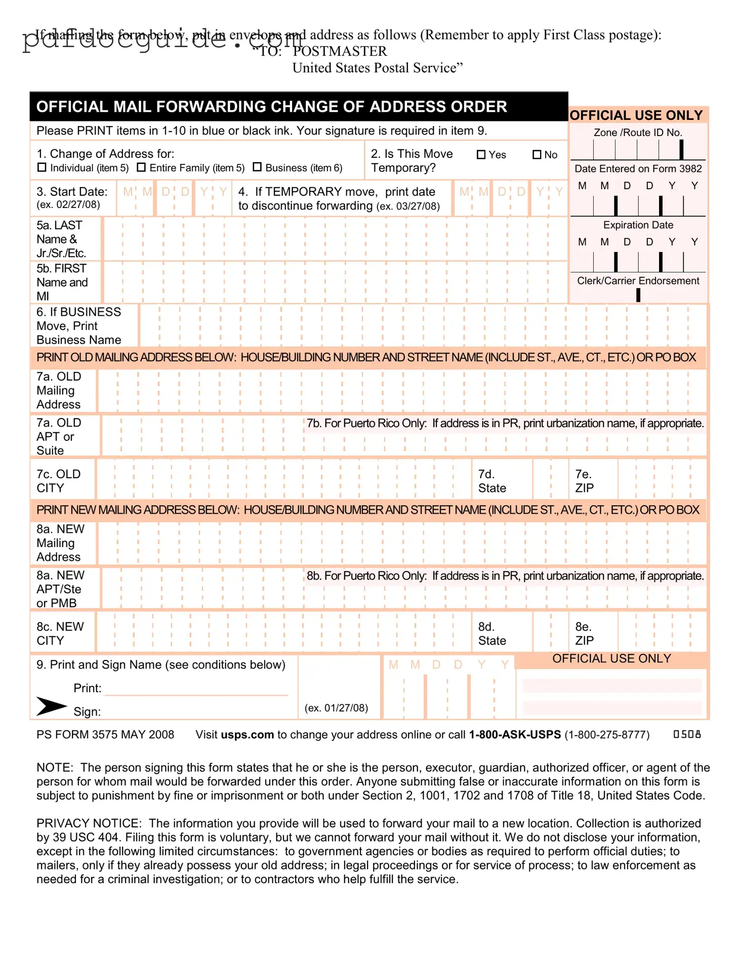 PS 3575 Form
