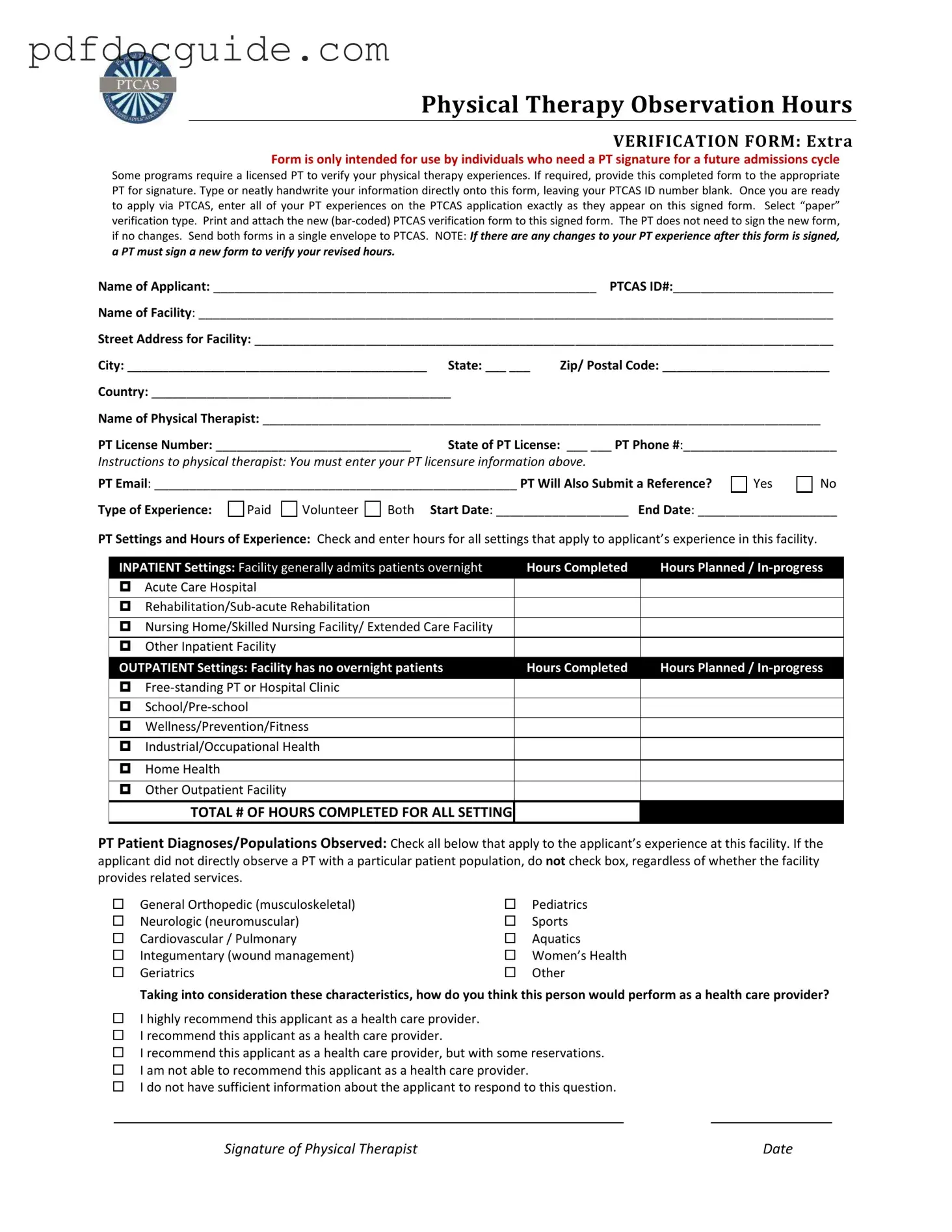 Ptcas Form