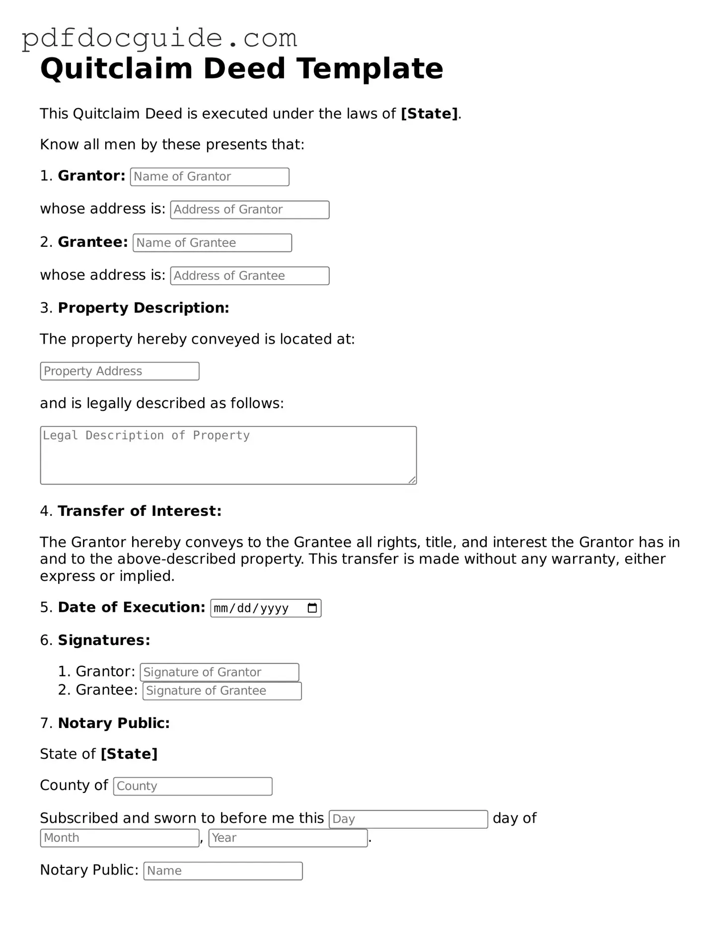 Attorney-Verified Quitclaim Deed Template