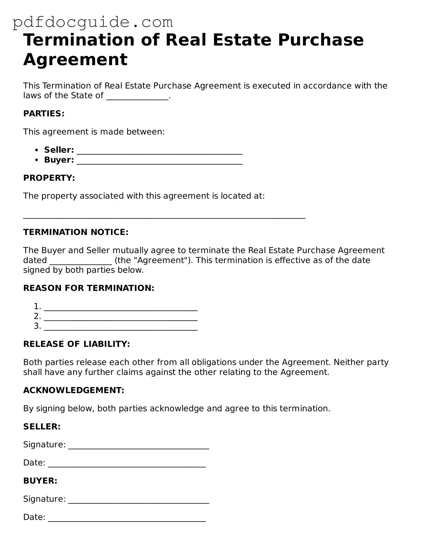Attorney-Verified Termination of Real Estate Purchase Agreement Template