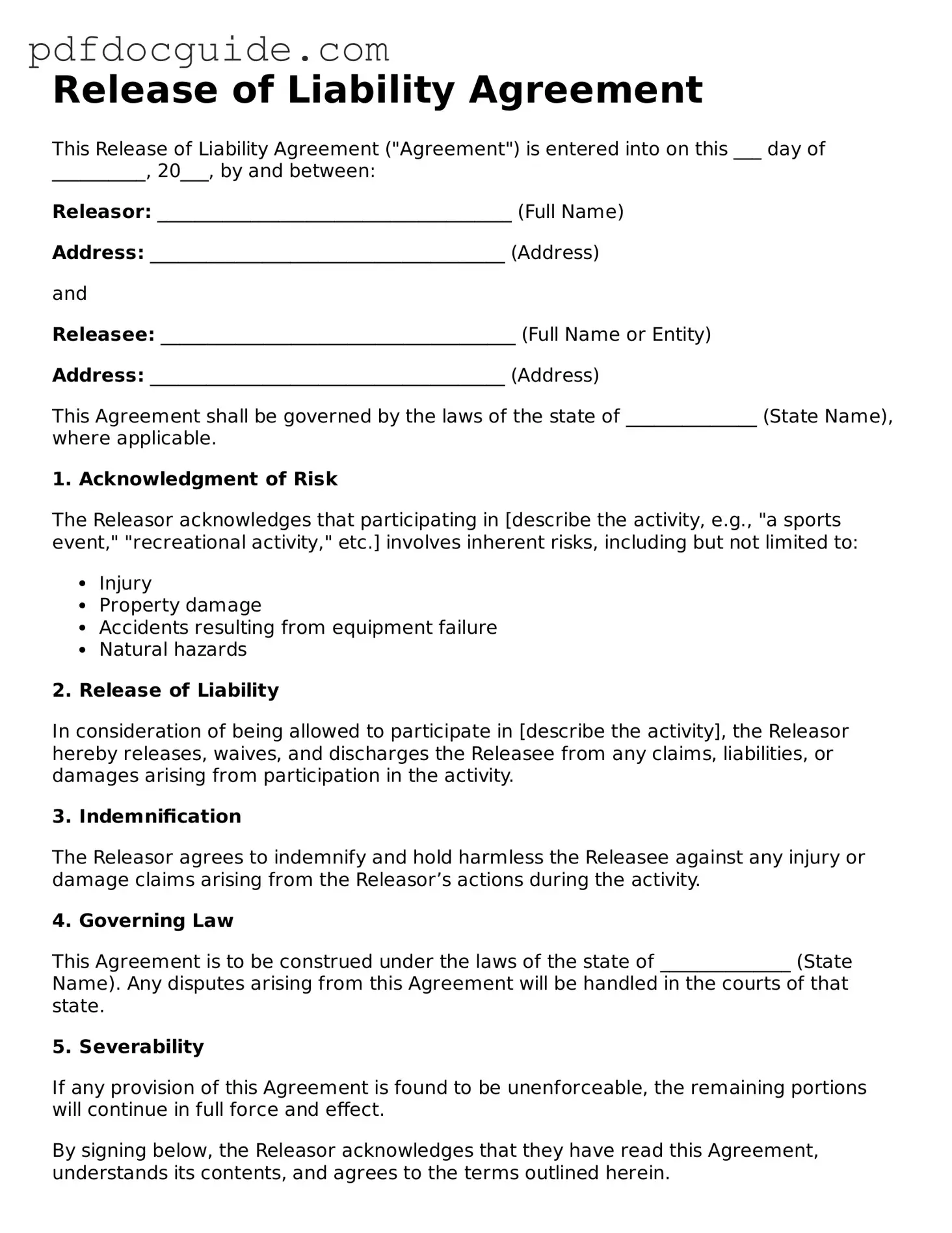 Attorney-Verified Release of Liability Template