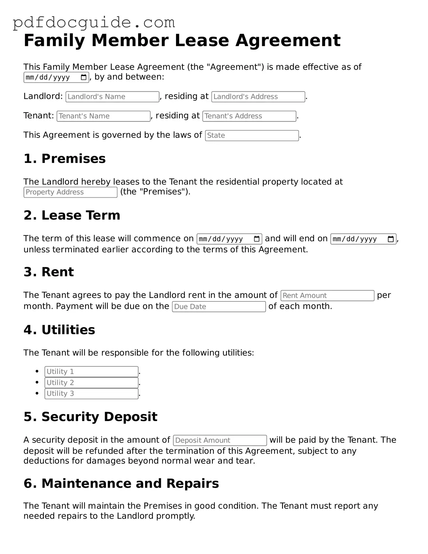 Attorney-Verified Family Member Lease Agreement Template
