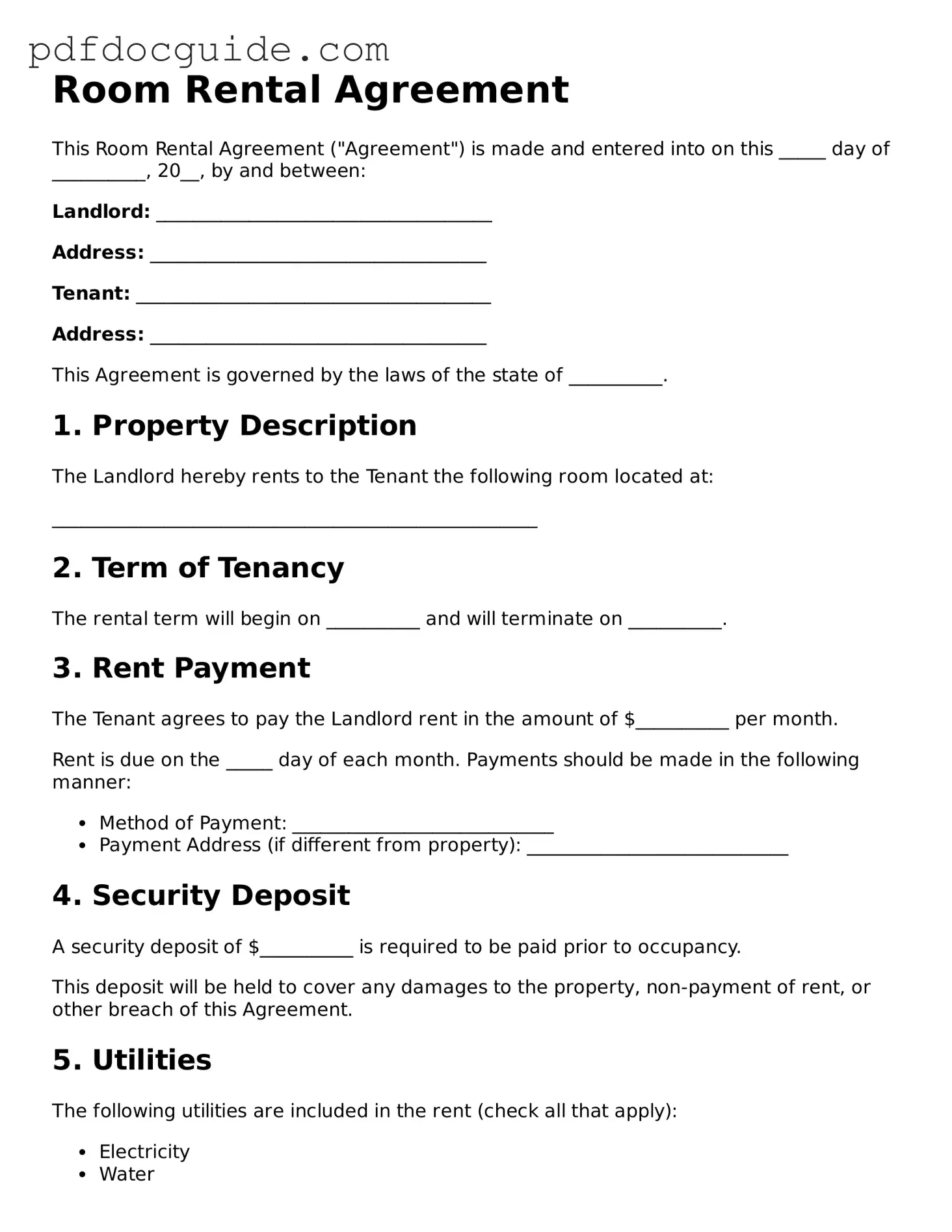 Attorney-Verified Room Rental Agreement Template