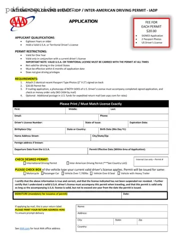 Aaa International Driving Permit Application Form