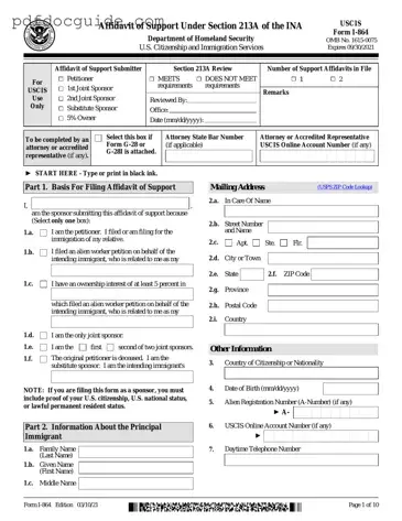 USCIS I-864 Form