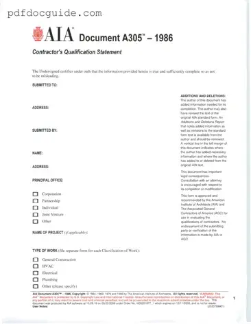 AIA A305 Form