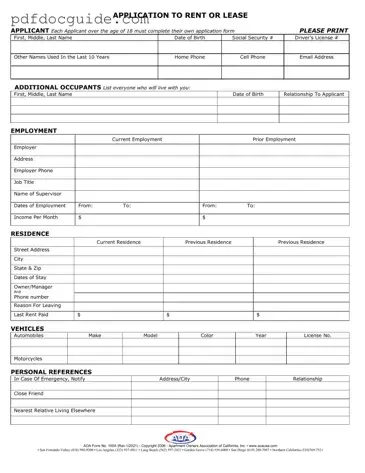 Aoa 100A Form
