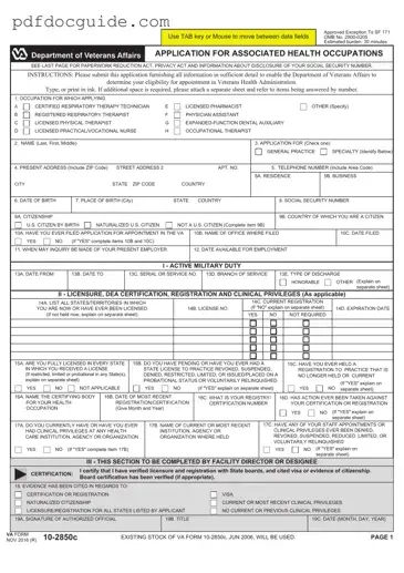 VA 10-2850c Form