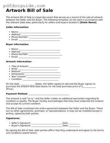 Attorney-Verified Artwork Bill of Sale Template