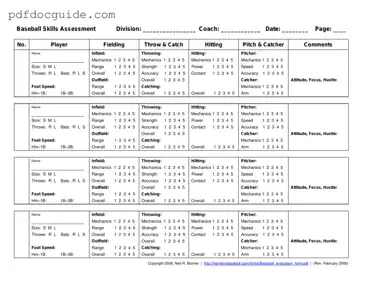 Baseball Assessment Form
