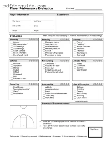 Basketball Evaluation Form