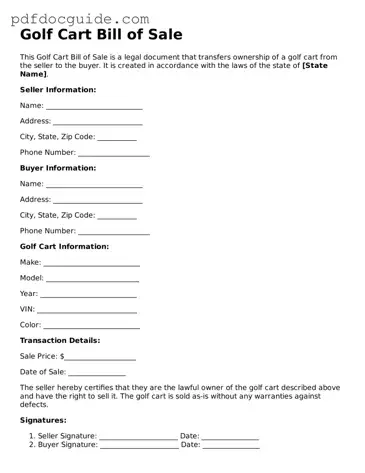Attorney-Verified Golf Cart Bill of Sale Template