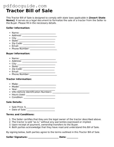 Attorney-Verified Tractor Bill of Sale Template