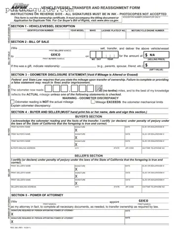 California Fotm Reg 262 Form