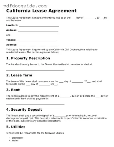 Valid  Lease Agreement Document for California