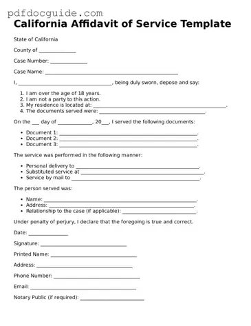 Valid  Affidavit of Service Document for California