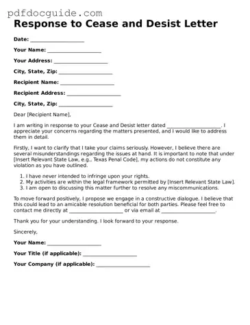 Attorney-Verified Response to a Cease and Desist Letter Template