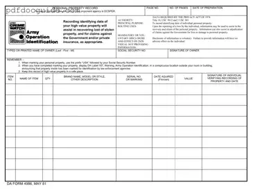 Da 4986 Form