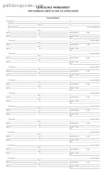 Dar Genealogy Worksheet Form