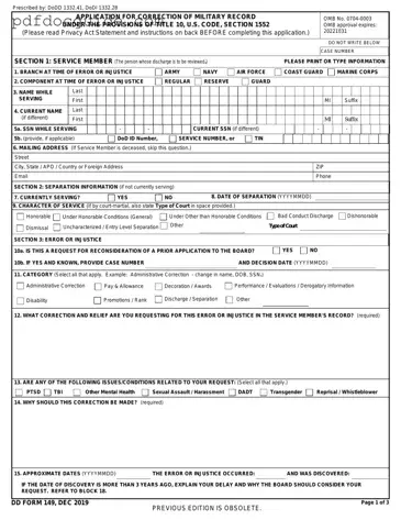 DD 149 Form