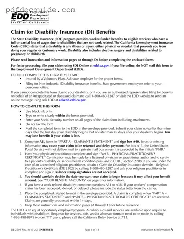 EDD DE 2501 Form
