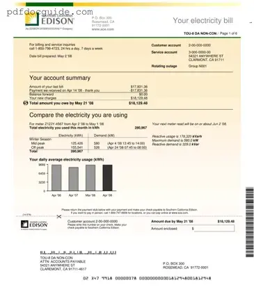 Edison Electricity Bill Form